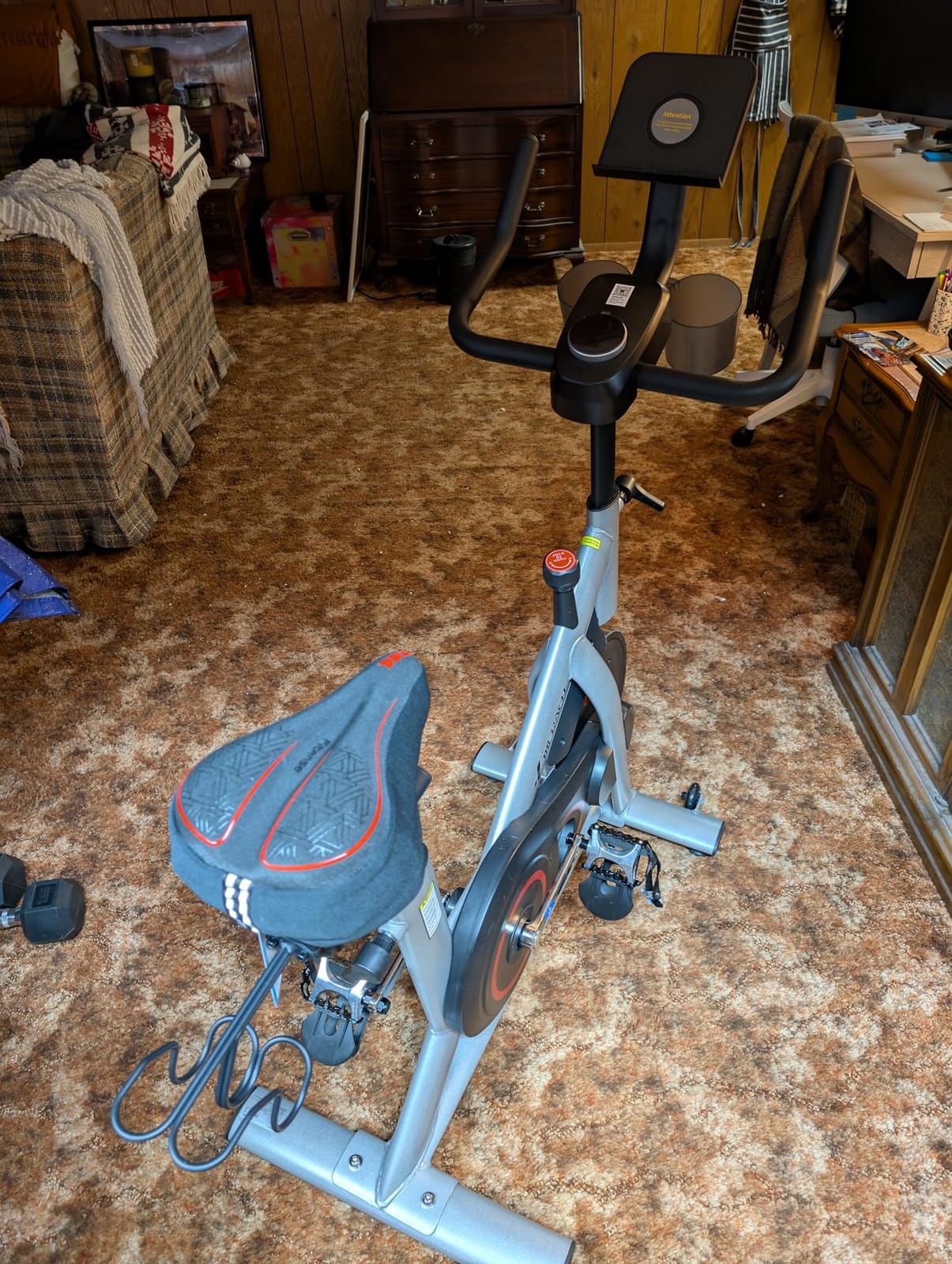 MERACH Exercise Bike, Magnetic Friction Stationary Bike for Home with APP | Low Noise Indoor Cycling Spin Bike with 300lbs Weight Capacity, Adjustable Seat & Handlebars, Fitness Courses for Weight Loss customer photo 1