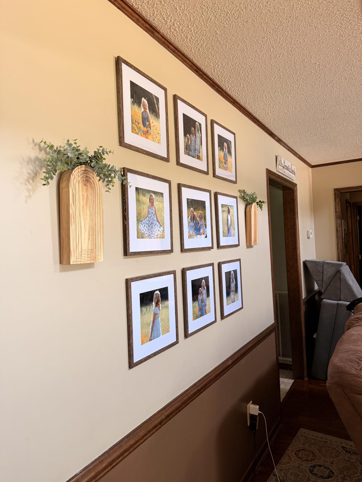 12x12 Picture Frame Set of 9, Display Pictures 8x8 with Mat or 12x12 without Mat, Multi Collage Gallery Square Photo Frames for Wall or Tabletop, Black customer photo 2