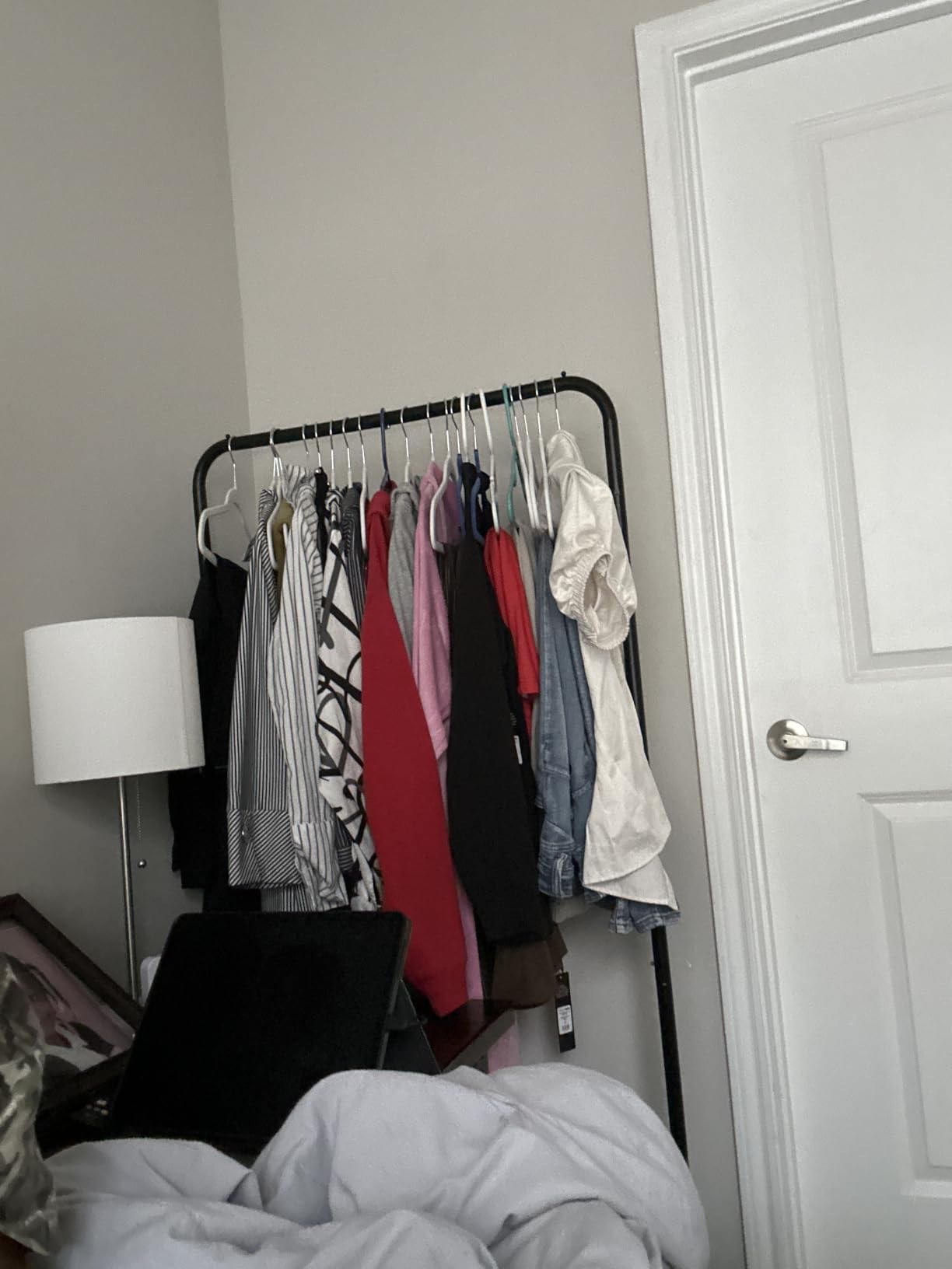Sakugi Clothes Rack - Clothing Rack with Storage Mesh Shelf & Casters, Heavy-Duty Metal Clothing Rack for Hanging Clothes, Dresses, Coats, Large Load Capacity, Easy Assembly, Black customer photo 2