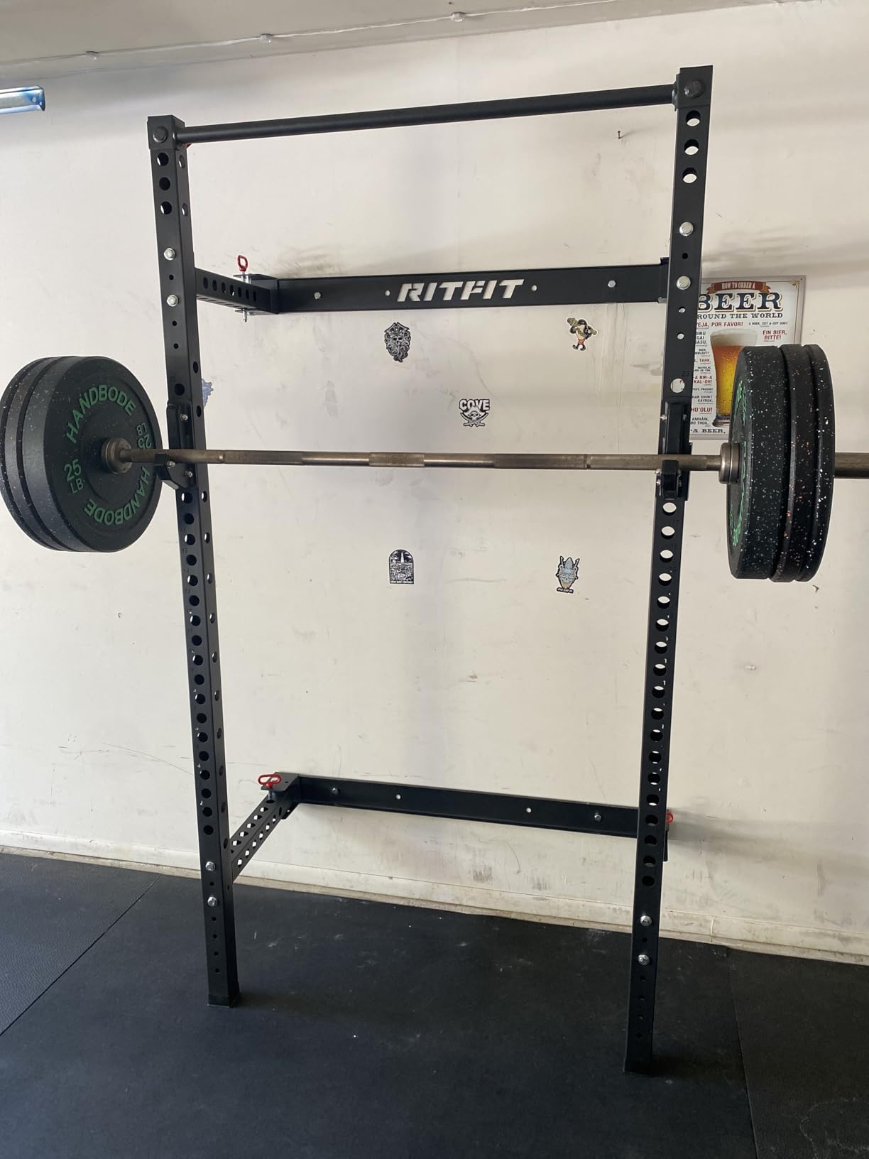 RitFit 2.36'' x 2.36'' Folding Squat Rack for Home Gym, Wall Mounted Squat Rack with Attachments customer photo 1