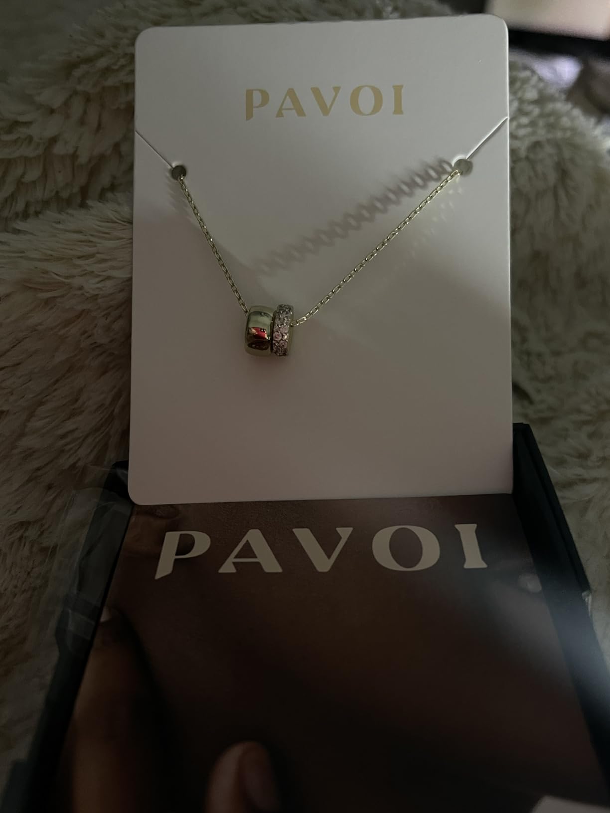 PAVOI 14K Gold Plated Pendant Necklace for Women, CZ Rondelle Pendants customer photo 1
