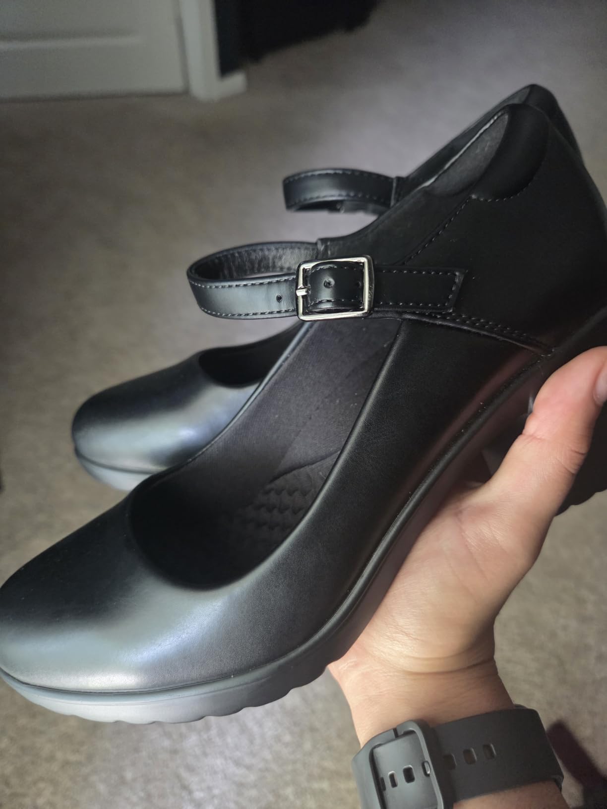 Cusolemore Mary Jane Heels with Arch Support, Closed Round Toe Chunky Pumps for Women, Comfortable Block Heel Dress Shoes customer photo 1