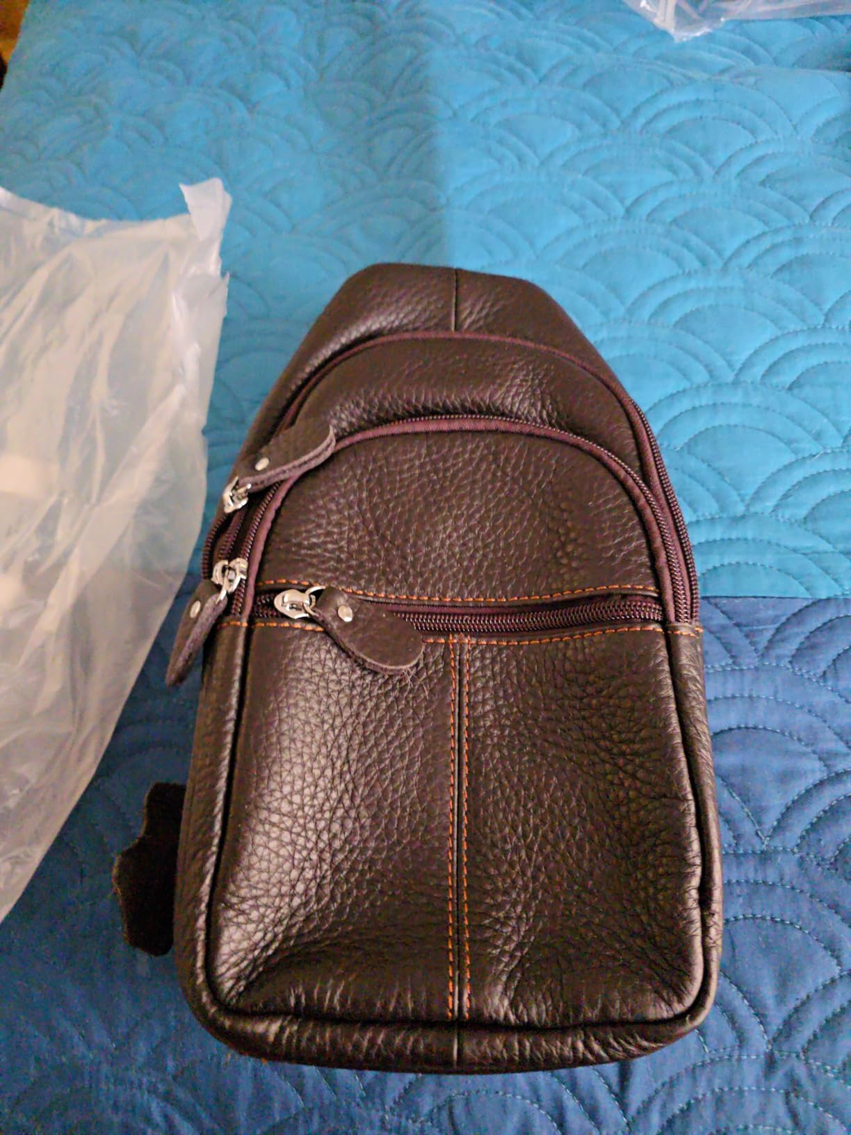 molshine Genuine Leather Sling Crossbody Bag,Fashion Chest,Casual Shoulder Bag for Men Women Work Travel Cycling HB024 customer photo 1