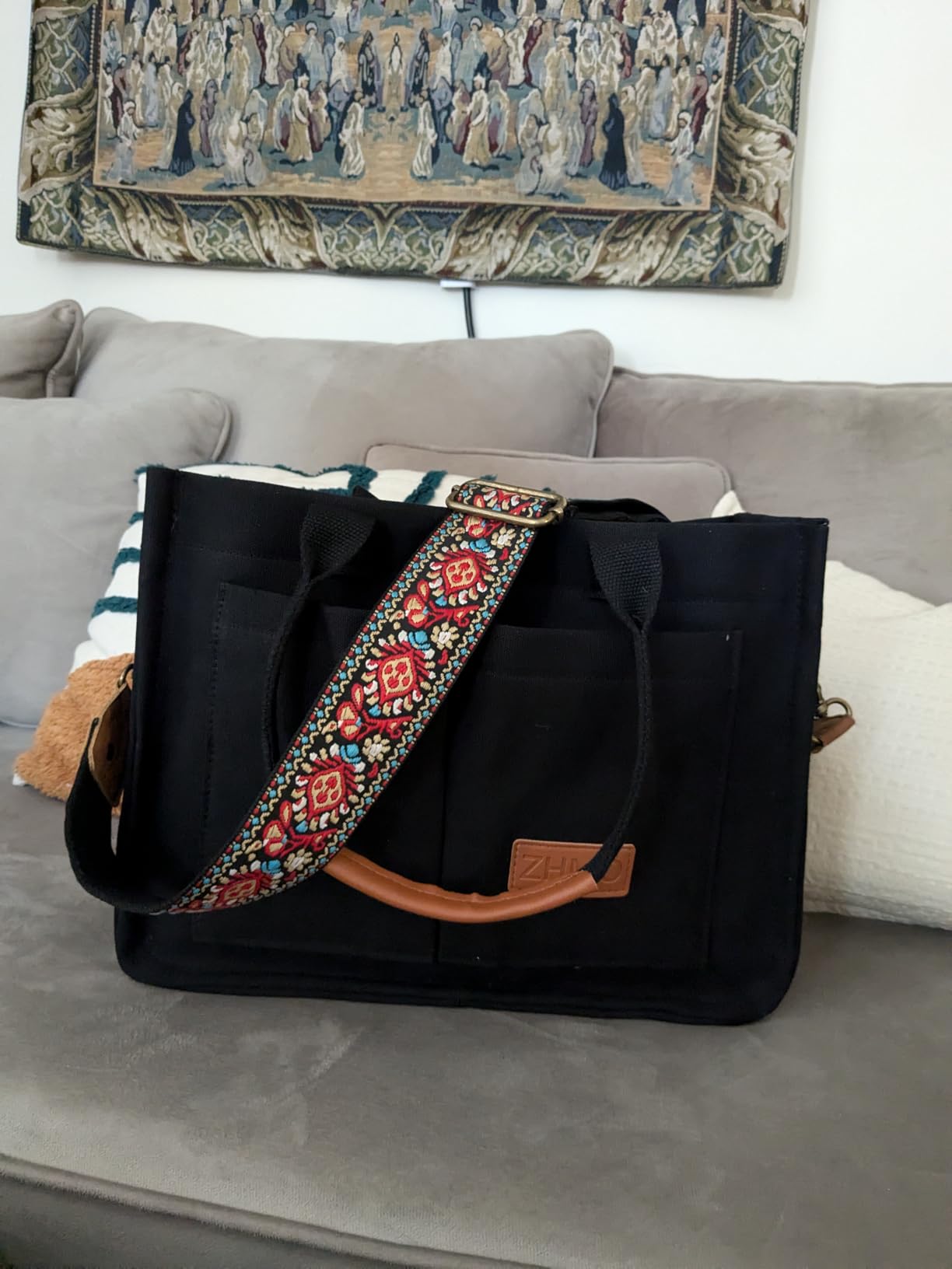 Canvas Tote Bag for Women, Women's Bags Crossbody Bags Work Laptop Tote Bag Large Handbags Purse customer photo 1