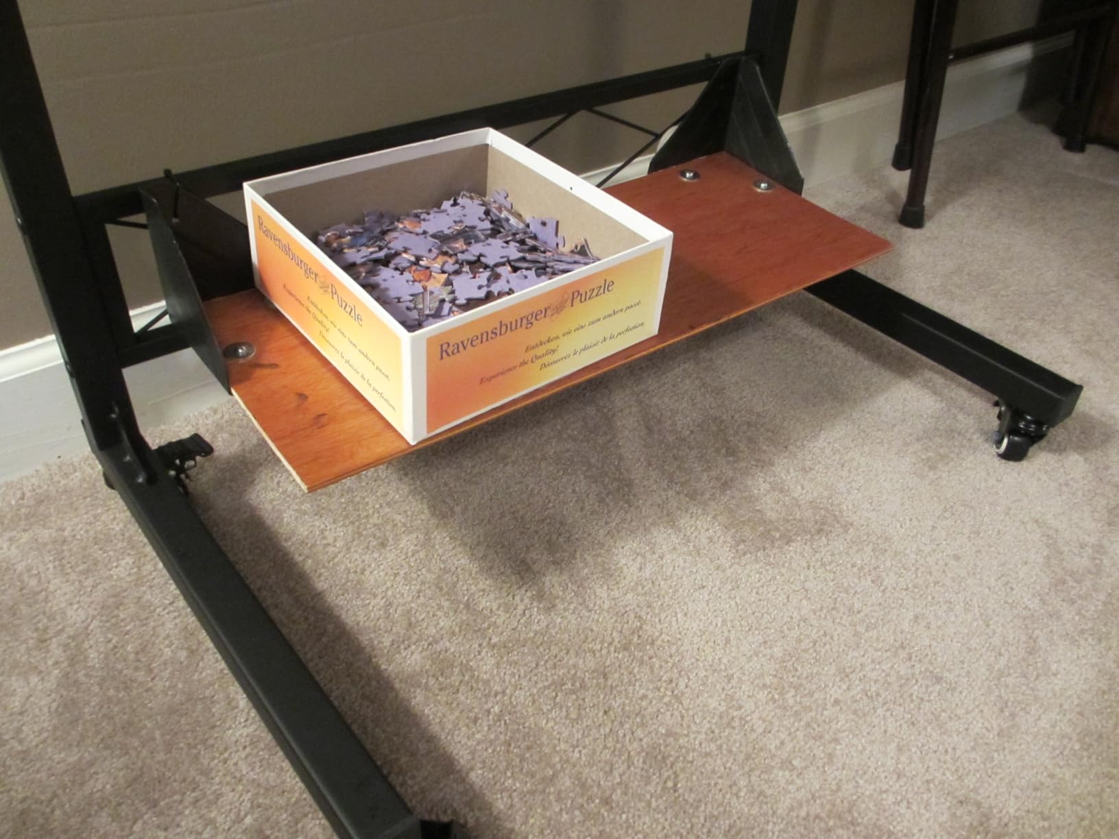 JoyBerri Jigsaw Puzzle Table with Drawers - Adjustable Height, All Ages | Portable puzzle station, for 1500 piece, 9 height levels, locking wheels, cover & bonus puzzle included customer photo 2