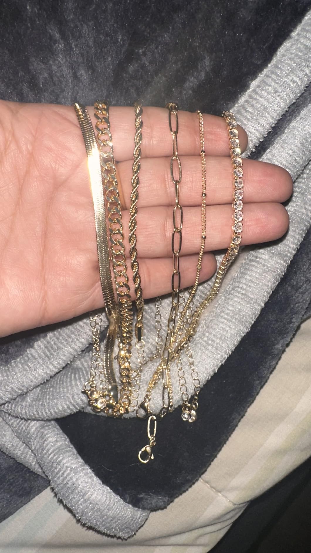 Dainty Ankle Bracelets for Women Waterproof | Layered Gold Plated Tennis Cuban Cuban Rope Paperclip Beaded Link Chains Set customer photo 2