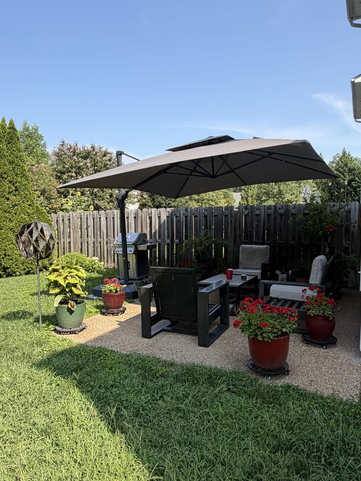 PURPLE LEAF Patio Umbrella 10' x 13' w/Base, Double Top, Pebble Grey customer photo 1
