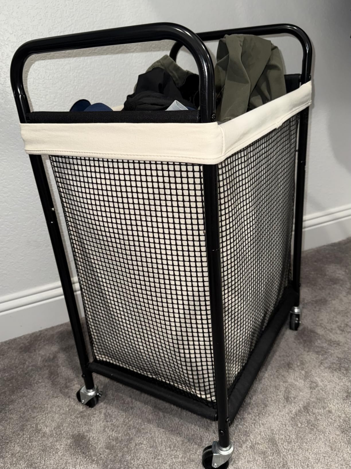 STO STO Laundry Hamper 2 Section, 100L Rolling Laundry Sorter Cart with Removable and Washable Liner Bag, Clothes Hamper with Wheels and Metal Handle for Laundry Room and Bedroom customer photo 1