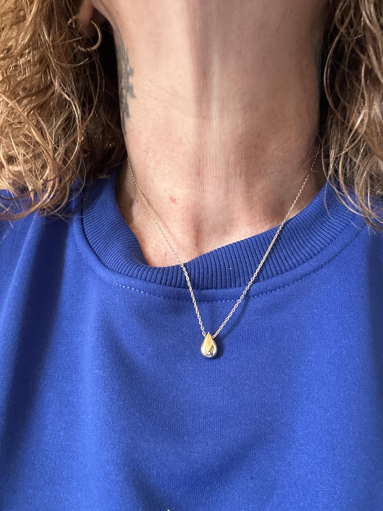 PAVOI 14K Gold Plated Dainty Pear Pendant Necklace for Women | Tear Pendant Necklaces customer photo 1