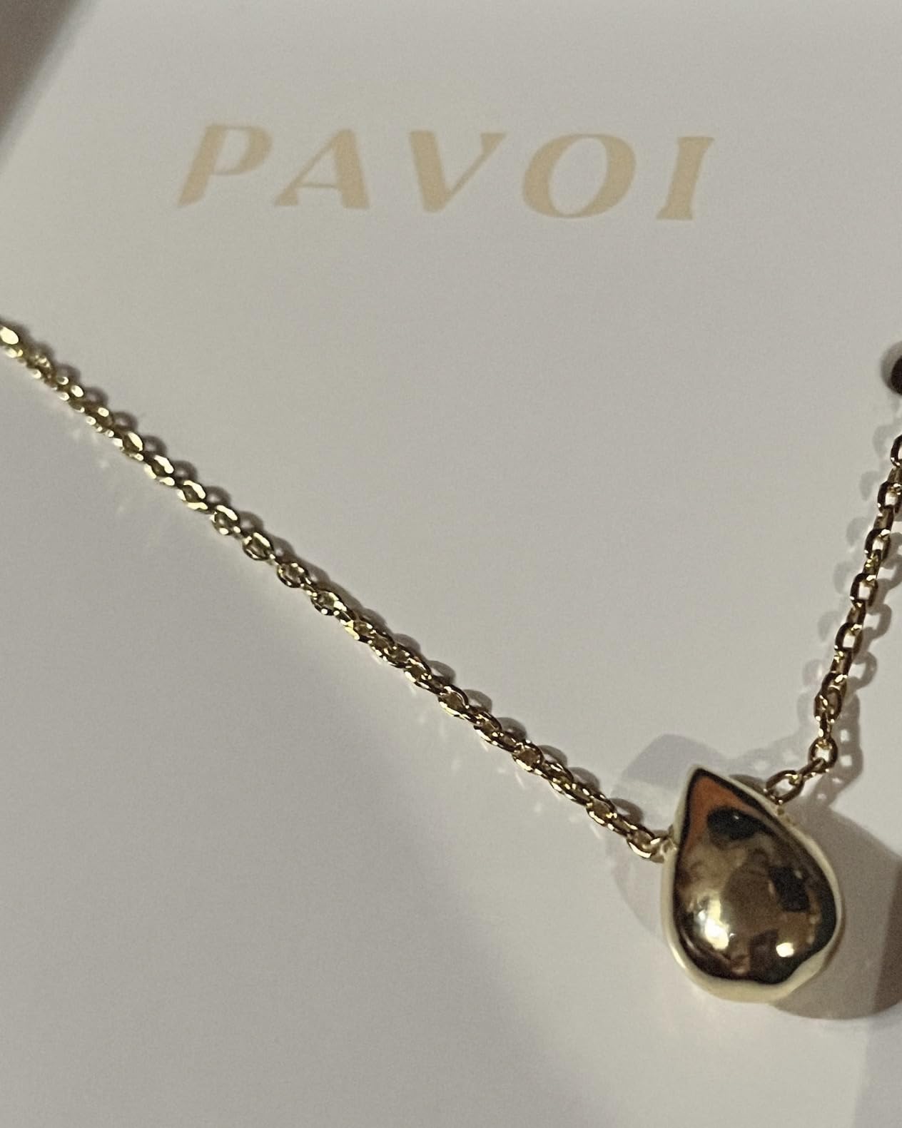 PAVOI 14K Gold Plated Dainty Pear Pendant Necklace for Women | Tear Pendant Necklaces customer photo 2