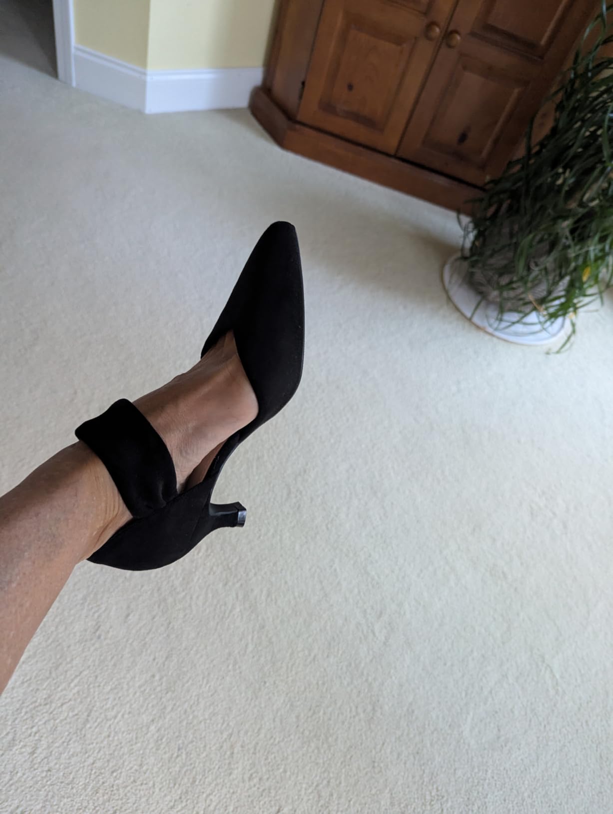 RIBONGZ Kitten Heels for Women Closed Toe Comfortable Low Heels Pointed Toe Slip on Pumps Bridal Party Dressy Shoes customer photo 1