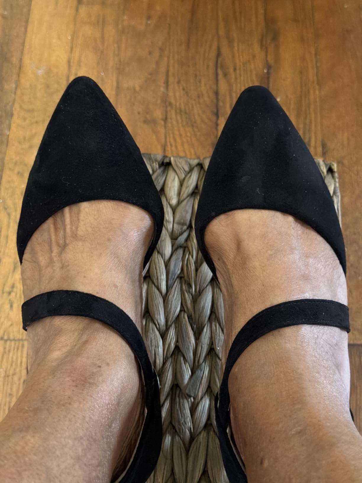 RIBONGZ Kitten Heels for Women Closed Toe Comfortable Low Heels Pointed Toe Slip on Pumps Bridal Party Dressy Shoes customer photo 2