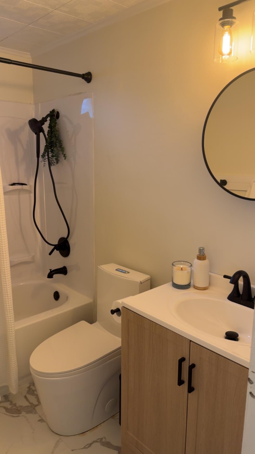 Keonjinn 24 x 24 Inch Round Medicine Cabinet for Bathroom, Shatter-Proof | Surface Mount, Black Medicine Cabinet with Mirror, Metal Frame, Adjustable Shelves, Smooth Piano Hinge, Magnetic Door Bumpers customer photo 2