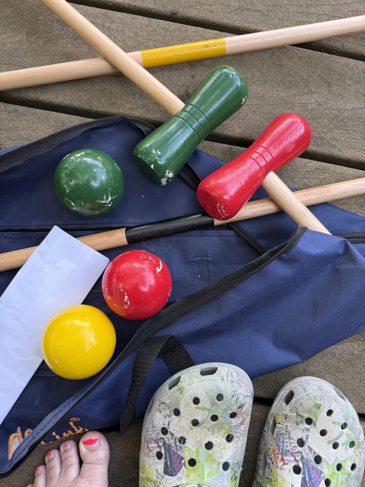 GOTHINK 4 Players Croquet Set with Wooden Balls for Adults & Kids - Summer Outdoor Games for School Field Day Lawn Backyard Activity - 30Inch Wooden Mallets, Colored Ball, Wickets, Stakes customer photo 1