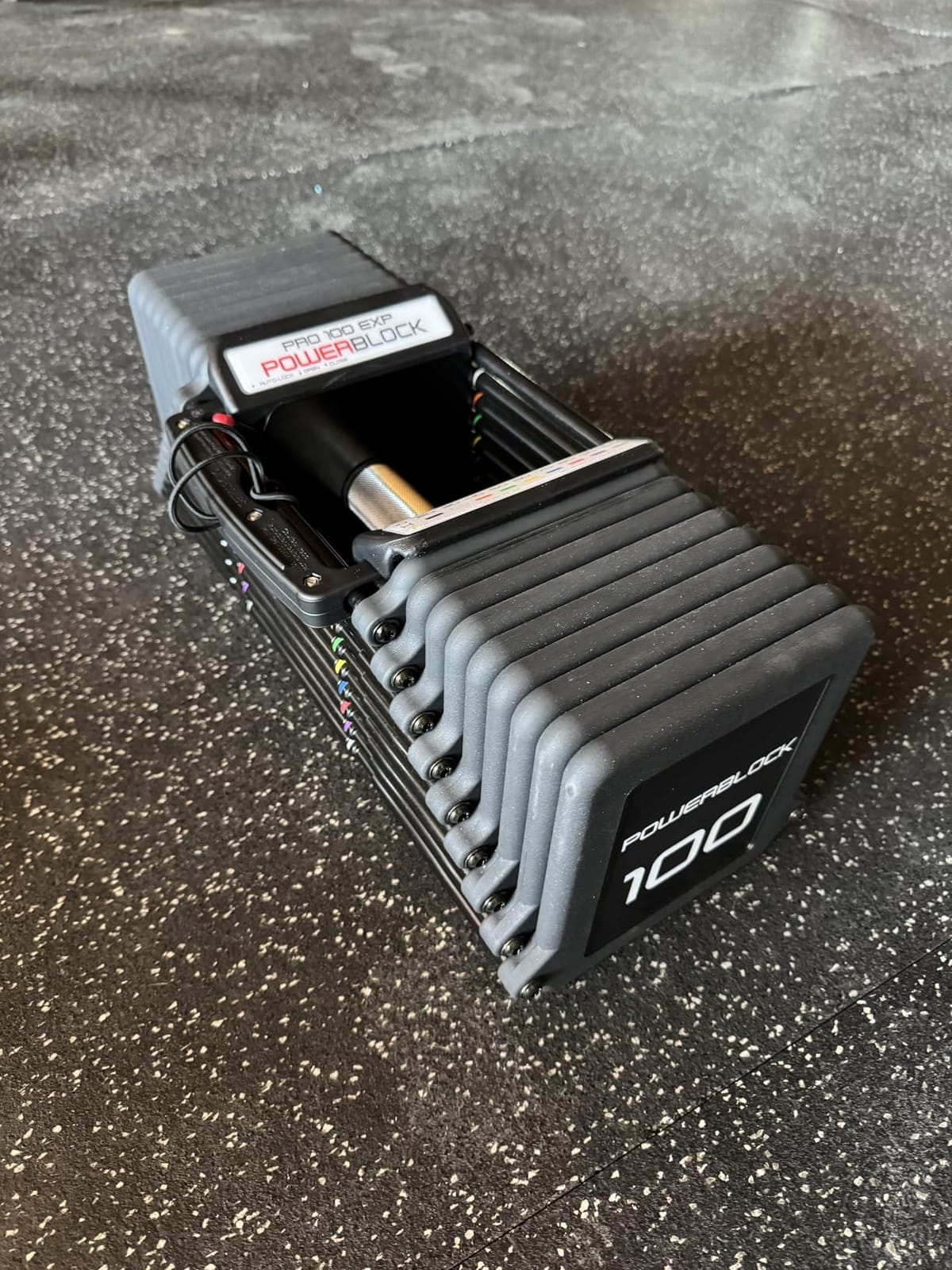PowerBlock Pro 100 Adjustable Dumbbell, 5-100 lb | Sold as a single unit, order 2 to complete your pair, durable steel build replaces a full rack customer photo 1