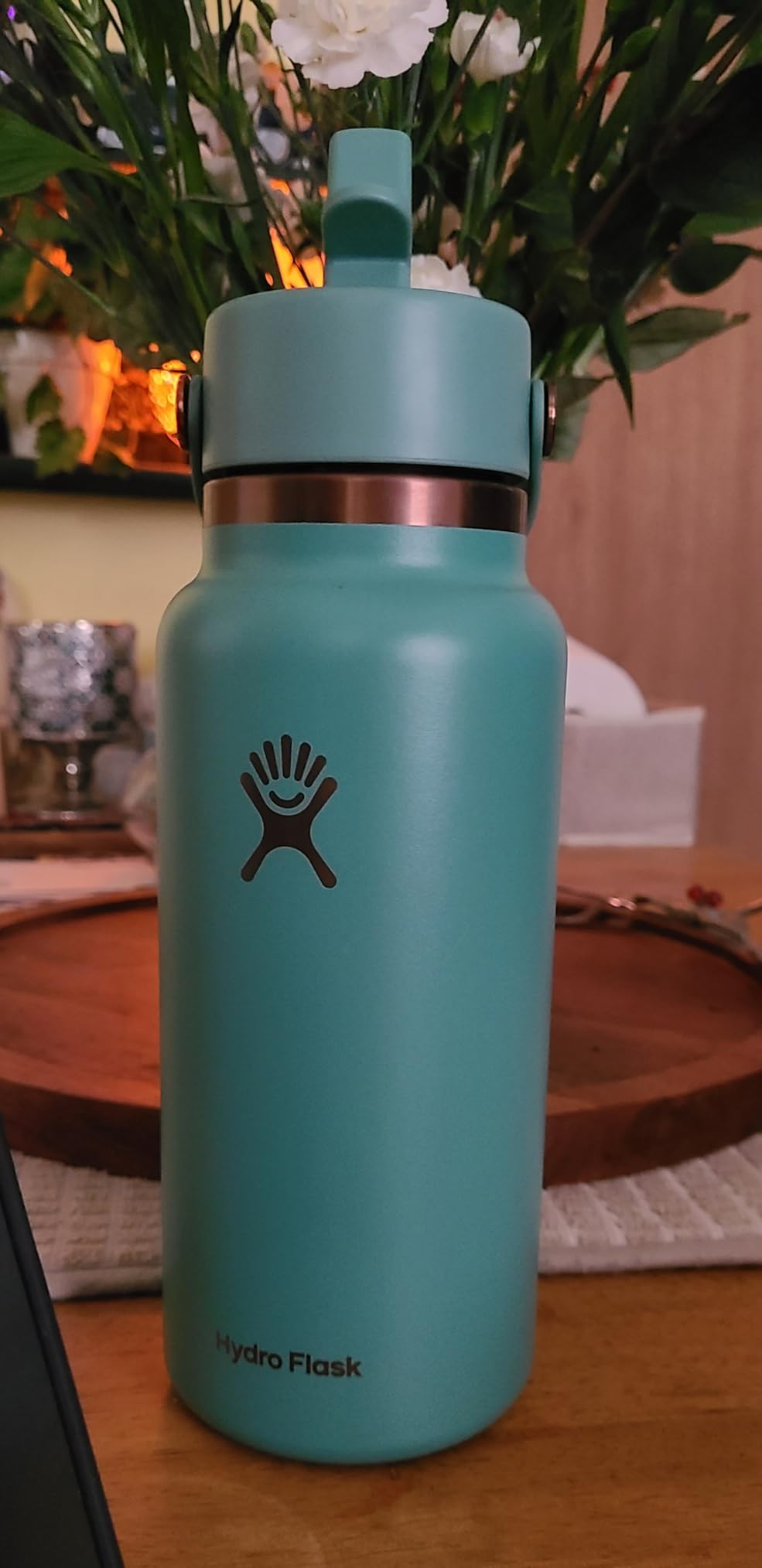 Hydro Flask Water Bottle - Insulated Stainless Steel - Wide Mouth Flex Straw Lid, Non Spill, Leakproof and Refillable in 40 Oz Moonshadow customer photo 2