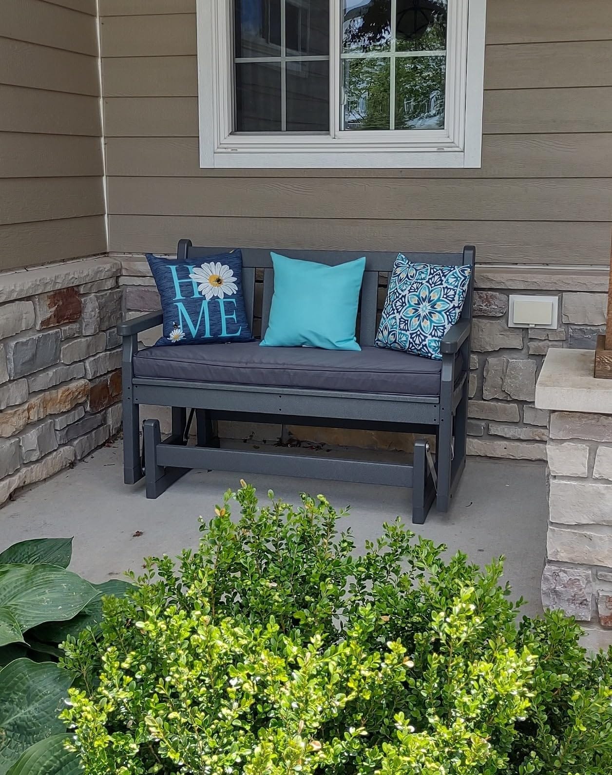 Outdoor Bench Cushions 48 x 18 Inch Thick Waterproof Porch Swing Cushions with Tie Patio Furniture Chair Cushion Bench Pad 5 Year Color Fastness Backyard Seat Pads Navy | Fade Resistant Bench Cushion for Outdoor Furniture, Non Slip Porch Swing Replacement Pad Removable Cover for Backyard Garden customer photo 2