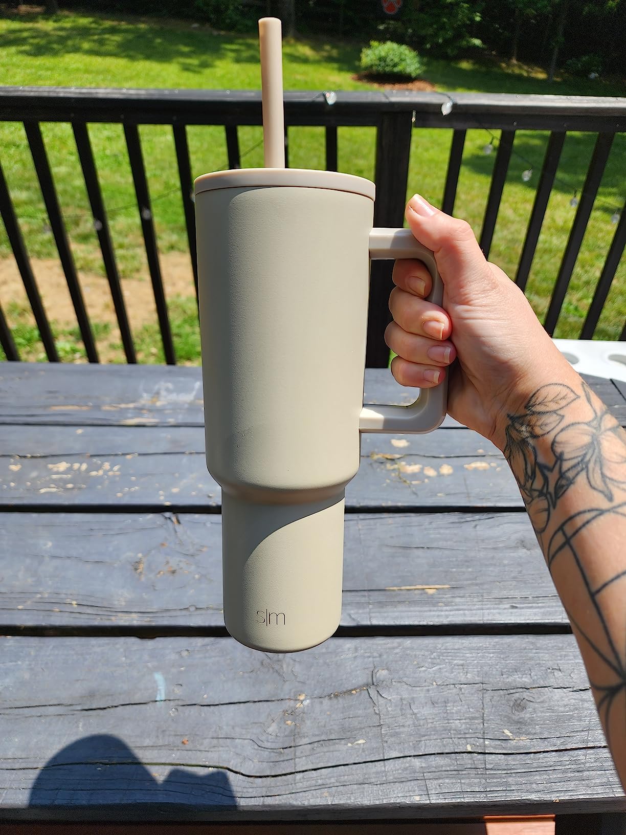 Simple Modern Tumbler with Handle and Straw | 30oz | Blue | Trek Tumbler, Travel Mug | Insulated Water Bottle, Cupholder Friendly, Stainless Steel Cup | Blue Dune customer photo 2