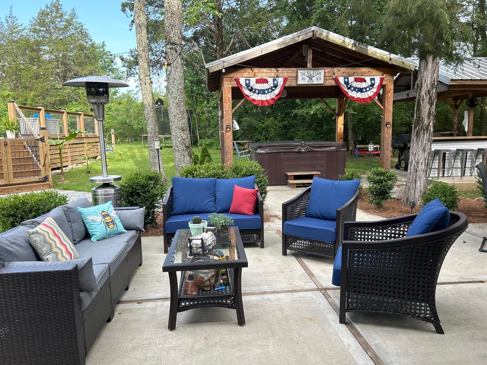Outsunny Outdoor Chair Cushions Set of 4 Fade Resistant 24x24 in Navy Blue customer photo 2