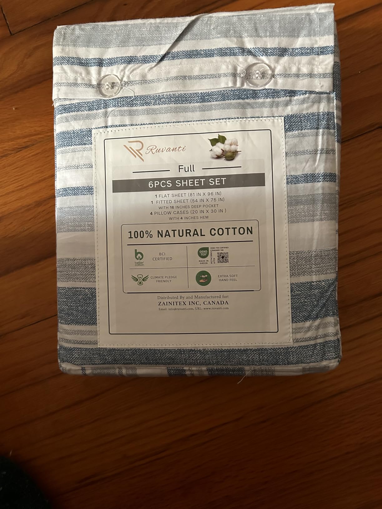 RUVANTI 100% Cotton Percale Sheets, Queen Size, Bright White | Cooling Bed Sheets for Hot Sleepers, Deep Pocket 16