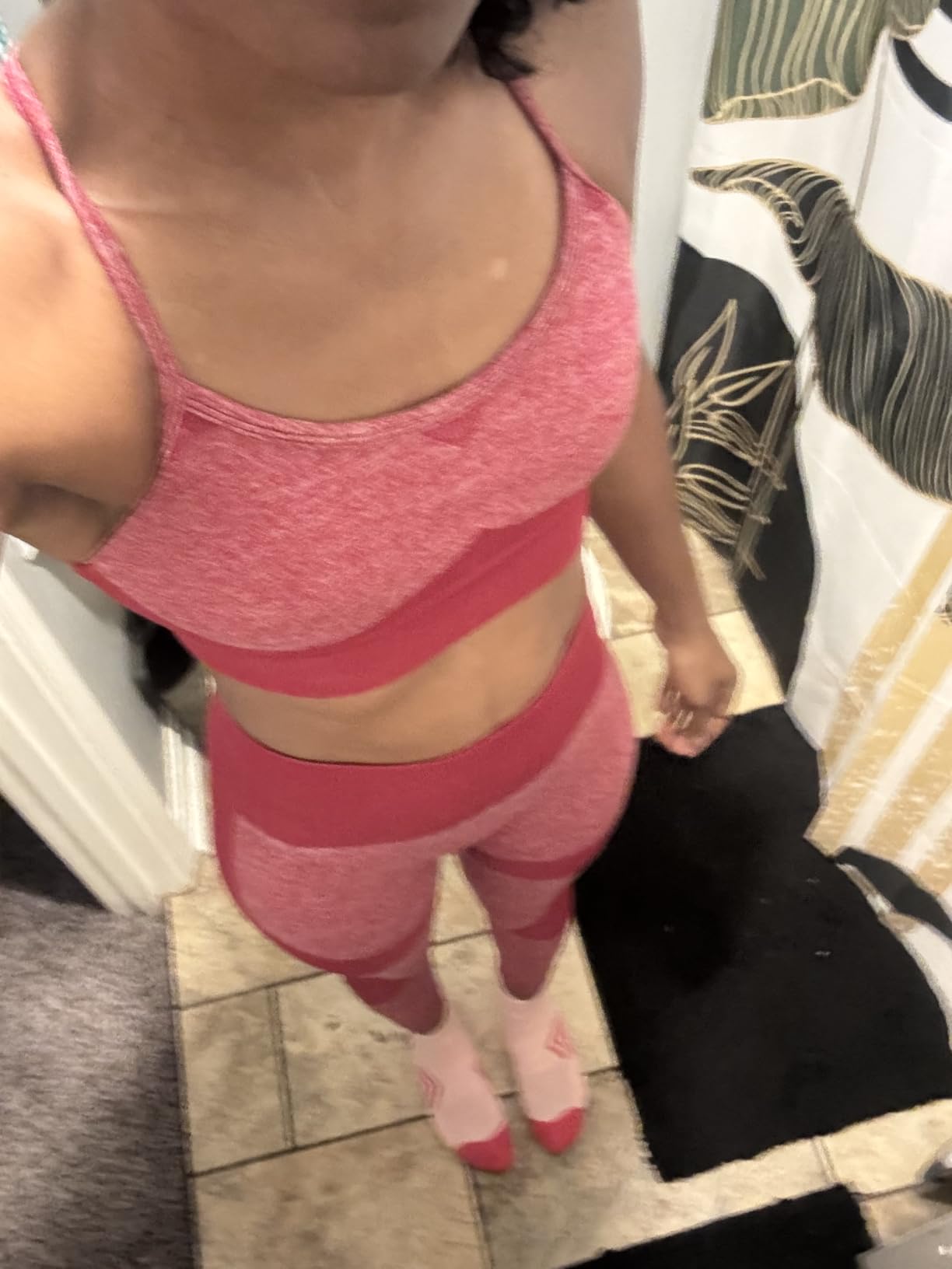 Women's Workout Sets 2 Piece - Seamless Yoga Leggings and Cross-Strap Sports Bra Gym Outfits Activewear Matching Set customer photo 1