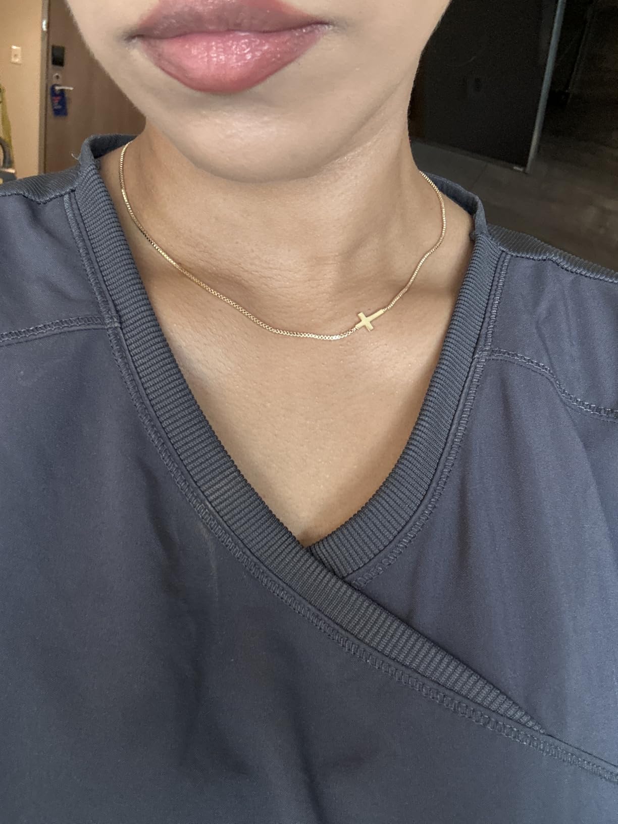 Rotnso Cross Necklace for Women 14K Gold Plated Dainty Small Pendant Choker customer photo 1