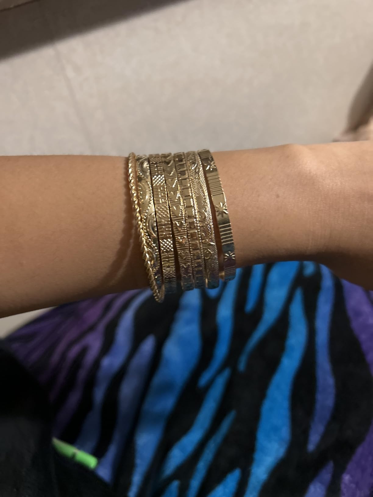 IFKM Gold Bangle Bracelets For Women, 14k Gold Plated Multi Layer Stackable Cuff Bracelet Set, Trendy Elegance Charms Non Tarnish Minimalist Textured Boho Jewelry Gift for Women customer photo 1