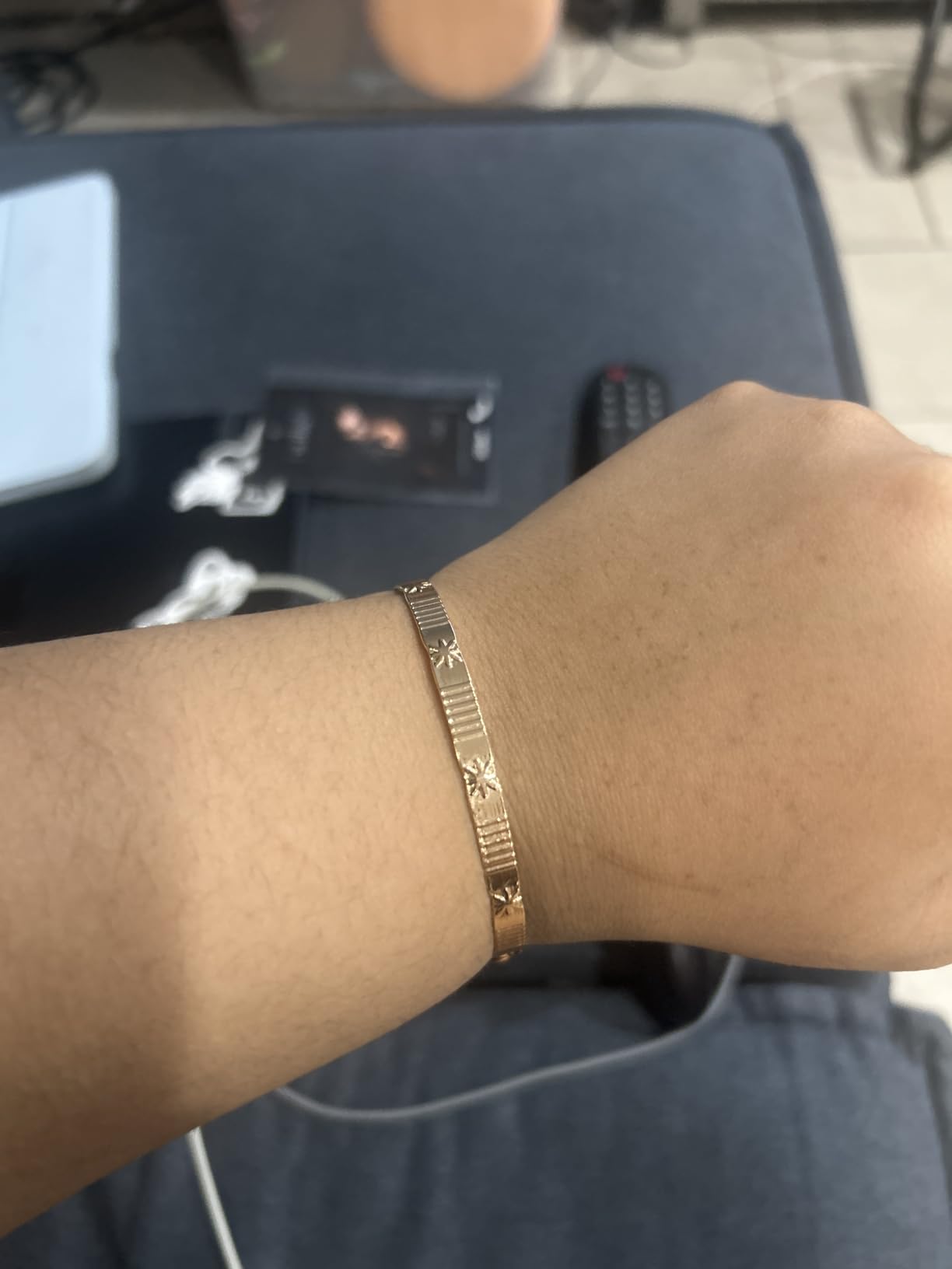 IFKM Gold Bangle Bracelets For Women, 14k Gold Plated Multi Layer Stackable Cuff Bracelet Set, Trendy Elegance Charms Non Tarnish Minimalist Textured Boho Jewelry Gift for Women customer photo 2