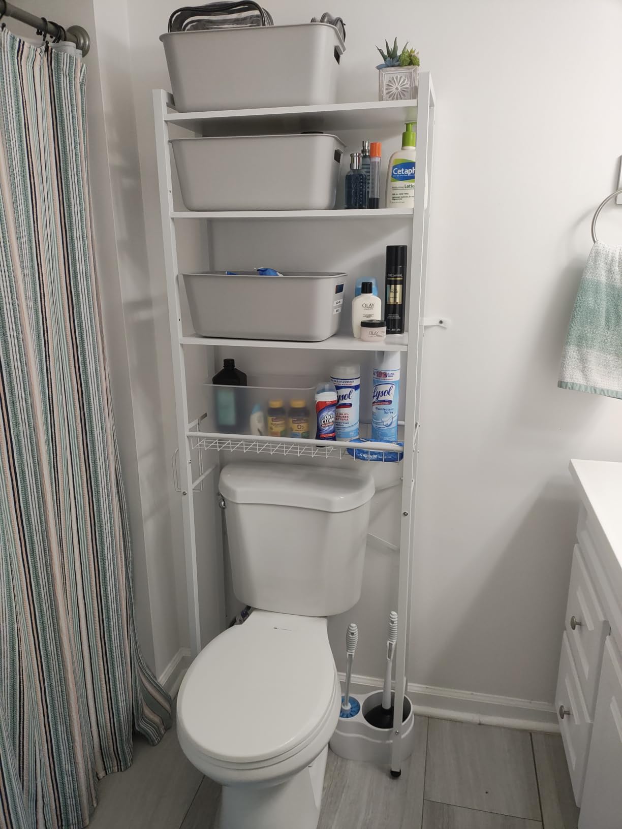 Kalrin Over-The-Toilet Storage Rack, 4-Tier Bathroom Organizer Shelf Over Toilet with Adjustable Shelf and Basket, Freestanding Space Saver Bathroom Shelves Above Toilet for Room (Vintage Brown) customer photo 1