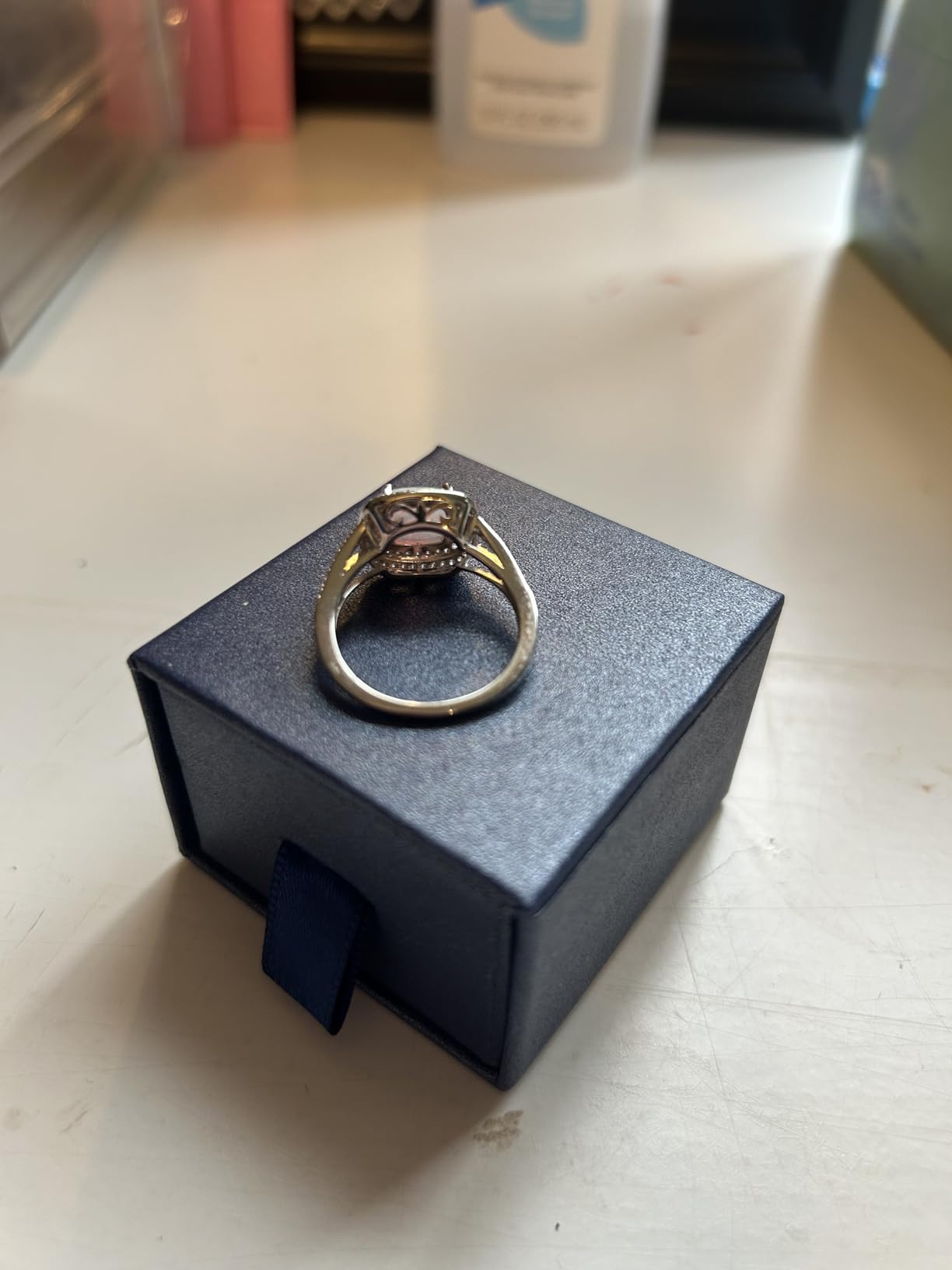 Birthstone Rings for Women 925 Sterling Silver Created Gemstone Cubic Zirconia Ring Heart/Pear/Round/Cushion/Emerald/Oval Engagement Double Halo Ring Size 6 to 10 customer photo 1