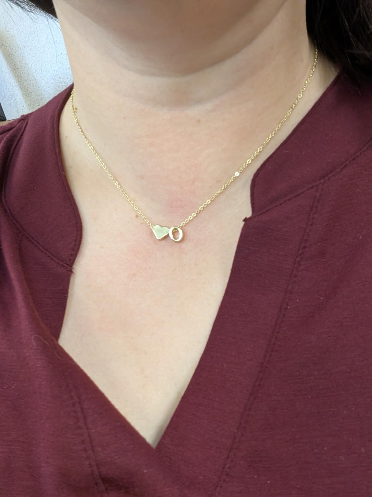 Turandoss Heart Initial Necklace for Women Teen Girls - 18K Gold Plated Letter A-Z Pendant Necklace Dainty Heart Necklaces Tiny Initial Necklaces Birthday Gifts for Women Jewelry customer photo 2