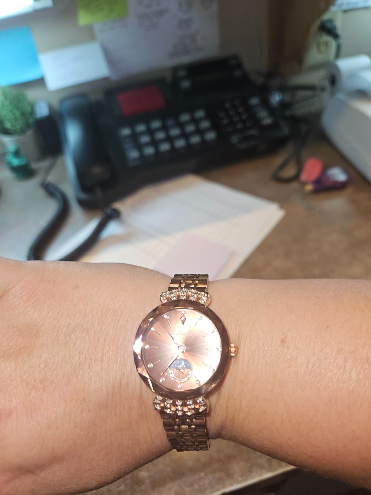 Watches for Women Rose Gold Stainless Ladies Female Fashion Luxury Diamond Dress Business Waterproof Crystal Blue Wrist Watch customer photo 1