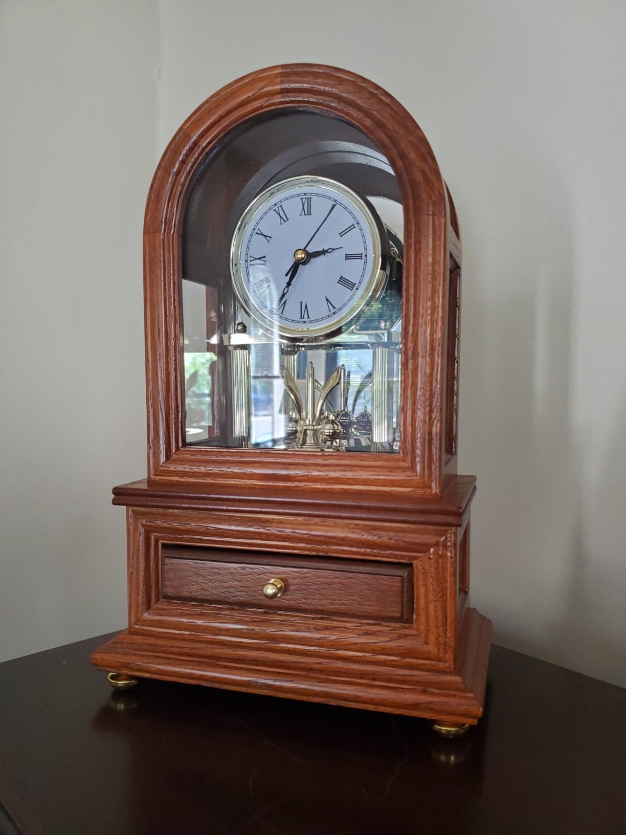 AYRELY Wooden Table Anniversary Clock, Antique Shelf Clocks, Revolving Pendulum Mantel Clocks, Desk Grandfather Clock for Living Room, Home Decor Gift customer photo 2