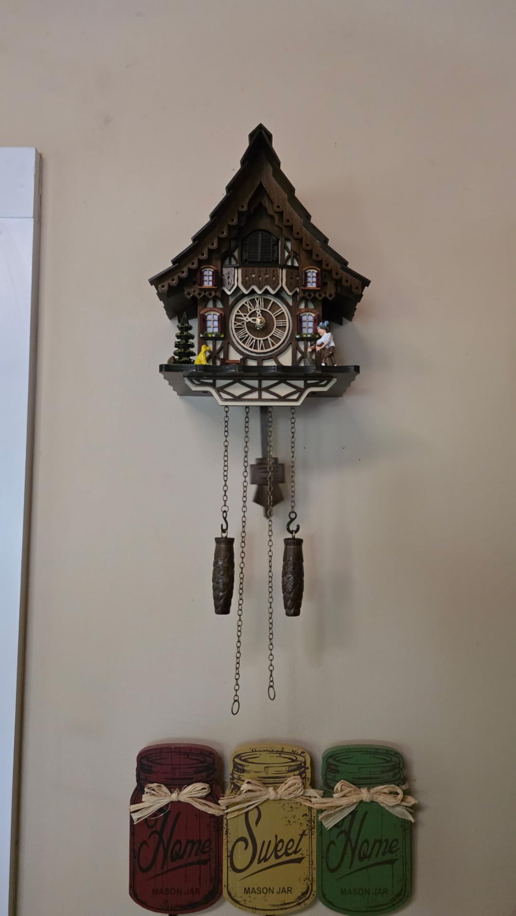 Cuckoo Clock | Black Forest Style Wall Decor | Gift Box | Retro Cuckoo Clock, 12 Melodies, Volume Control, Night Mode, Wooden Home Decor, Gift Package, 8.75 X 23 inch customer photo 1