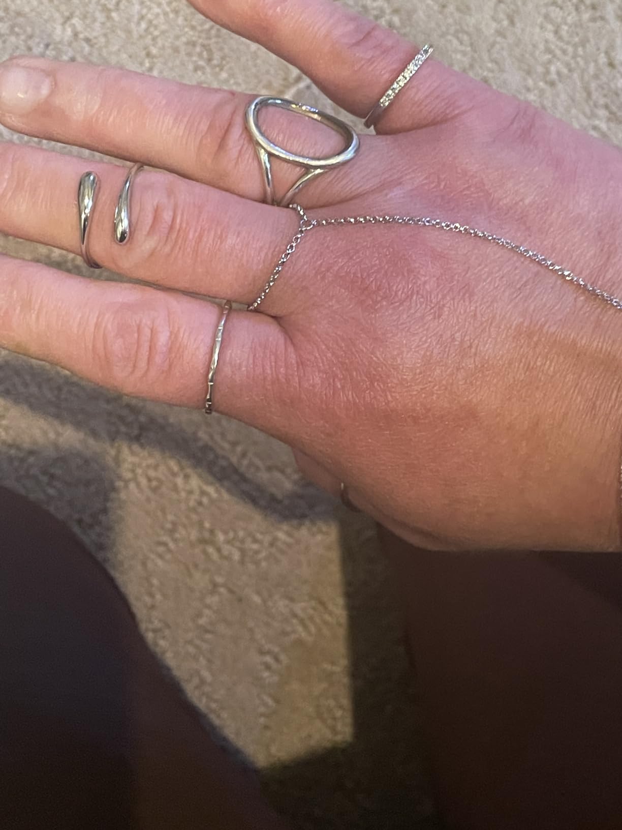 Bestyle Silver Birthstone Ring for Women, Dainty Sterling Silver Teardrop Ring Open Adjustable Band Ring, Love Statement TOI et Moi Ring Promise Ring for Her customer photo 1
