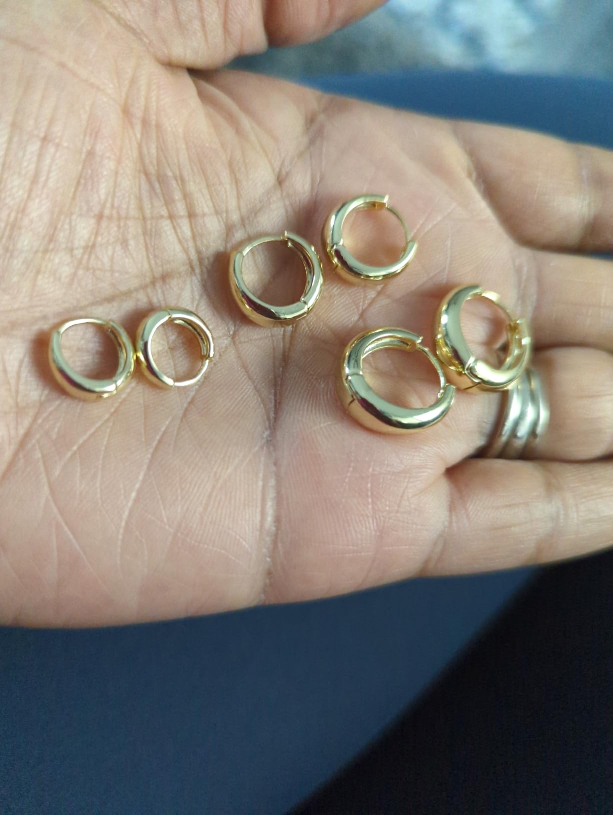 BESTEEL 3 Pairs 14K Gold Hoop Earrings Set for Women Small Chunky Huggie | Hypoallergenic Earrings, Cute Tiny Thick Lightweight Trendy Hoops Earring Stacks for Multiple Piercing Women's Jewelry Gift customer photo 2