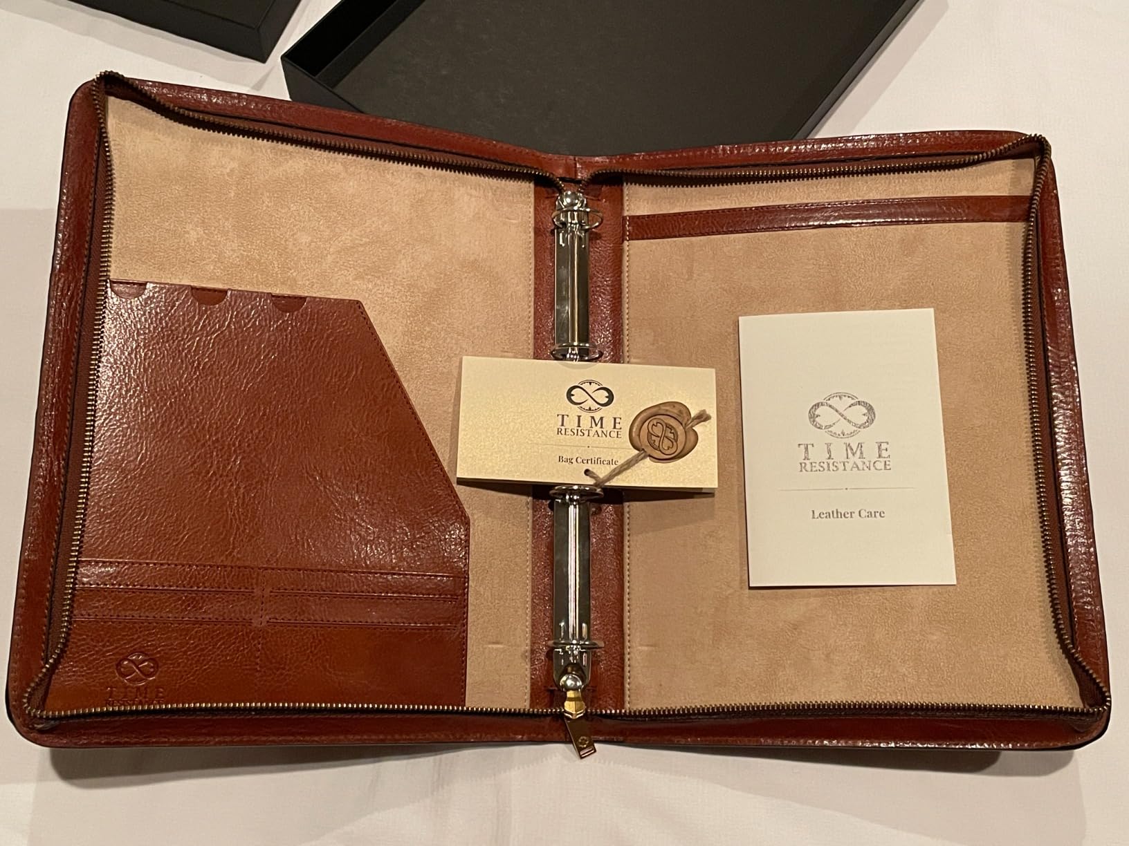 Time Resistance Leather Portfolio - Document Bag with Carry Handle - Tablet Size Case Made in Italy customer photo 1
