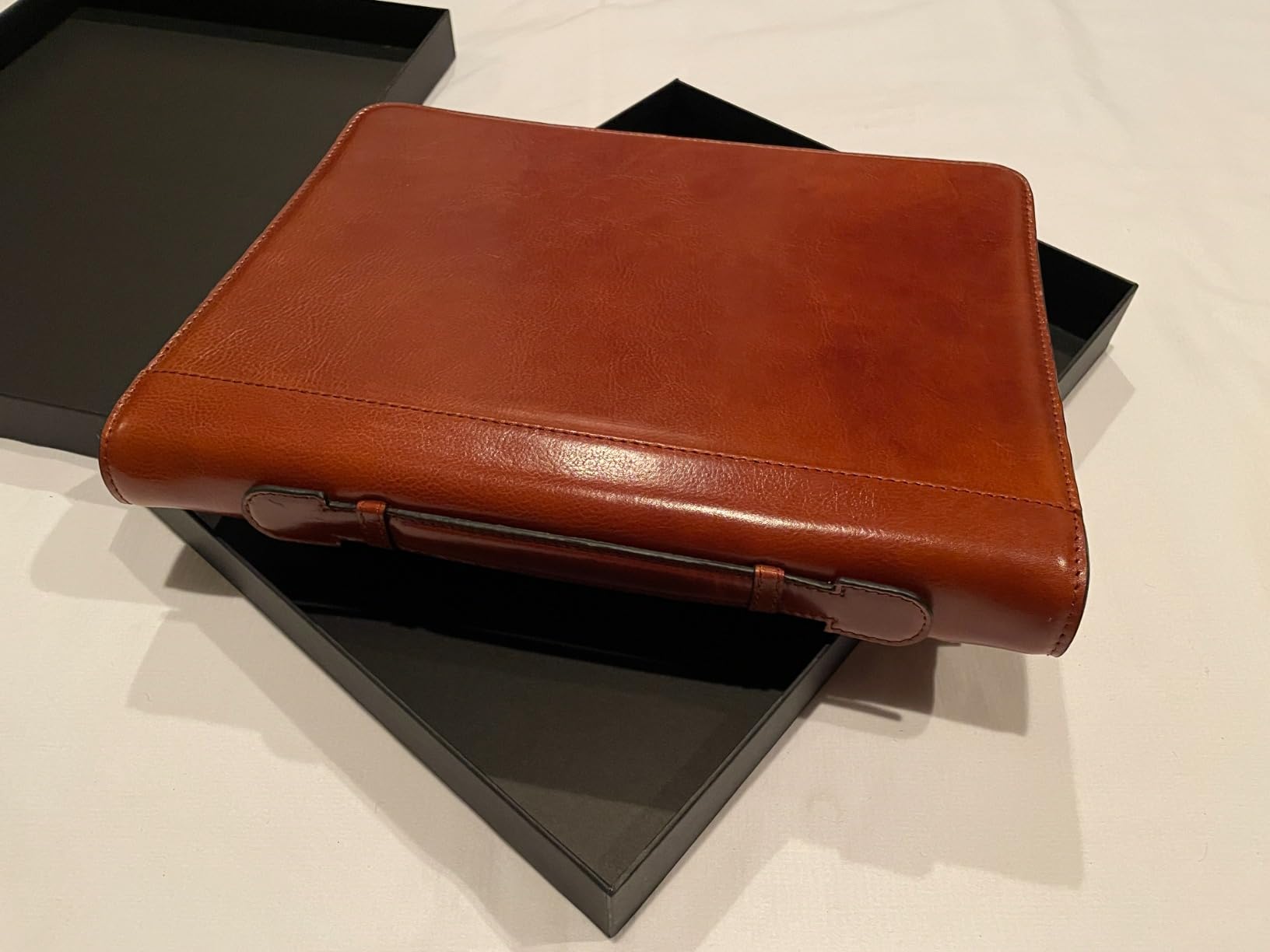 Time Resistance Leather Portfolio - Document Bag with Carry Handle - Tablet Size Case Made in Italy customer photo 2