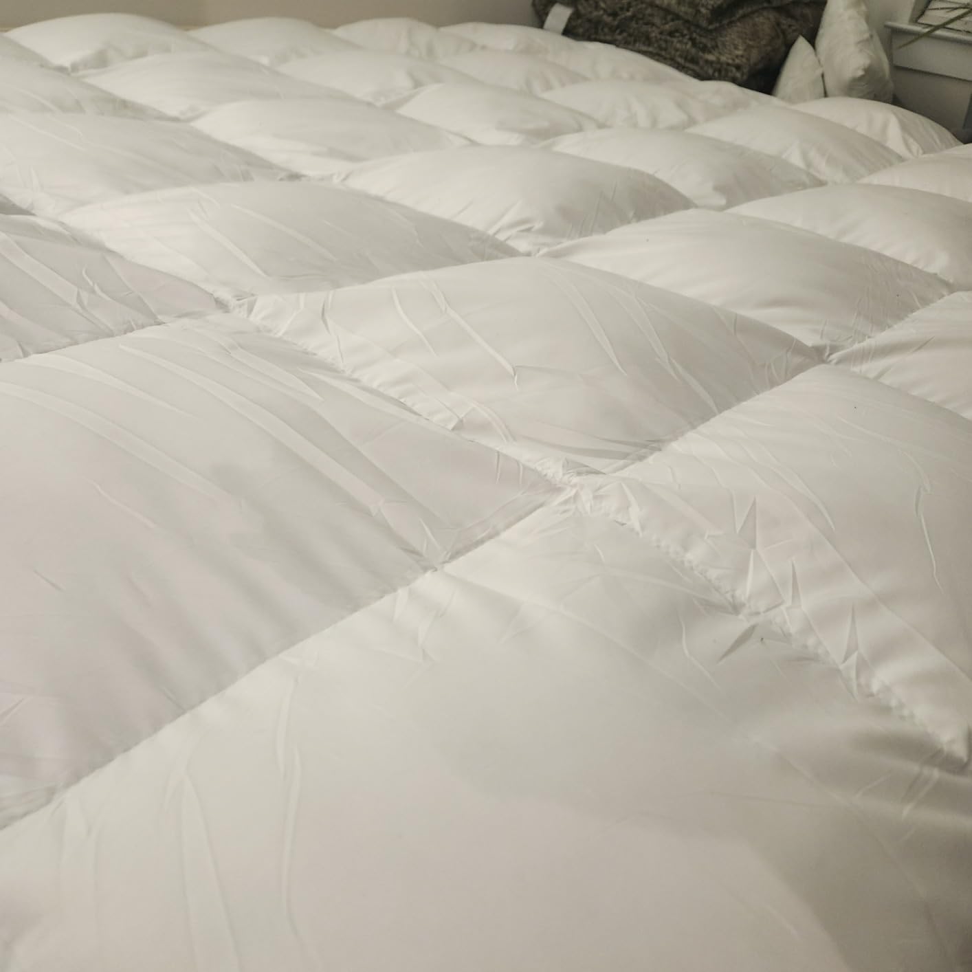 Hotel Grand Goose Down Fiber Comforter Queen Size Extra Warmth Duvet Insert | Hotel Collection Hypoallergenic Bedding Comforter for Winter and Cold Weather 55oz, 90 x 90 customer photo 2