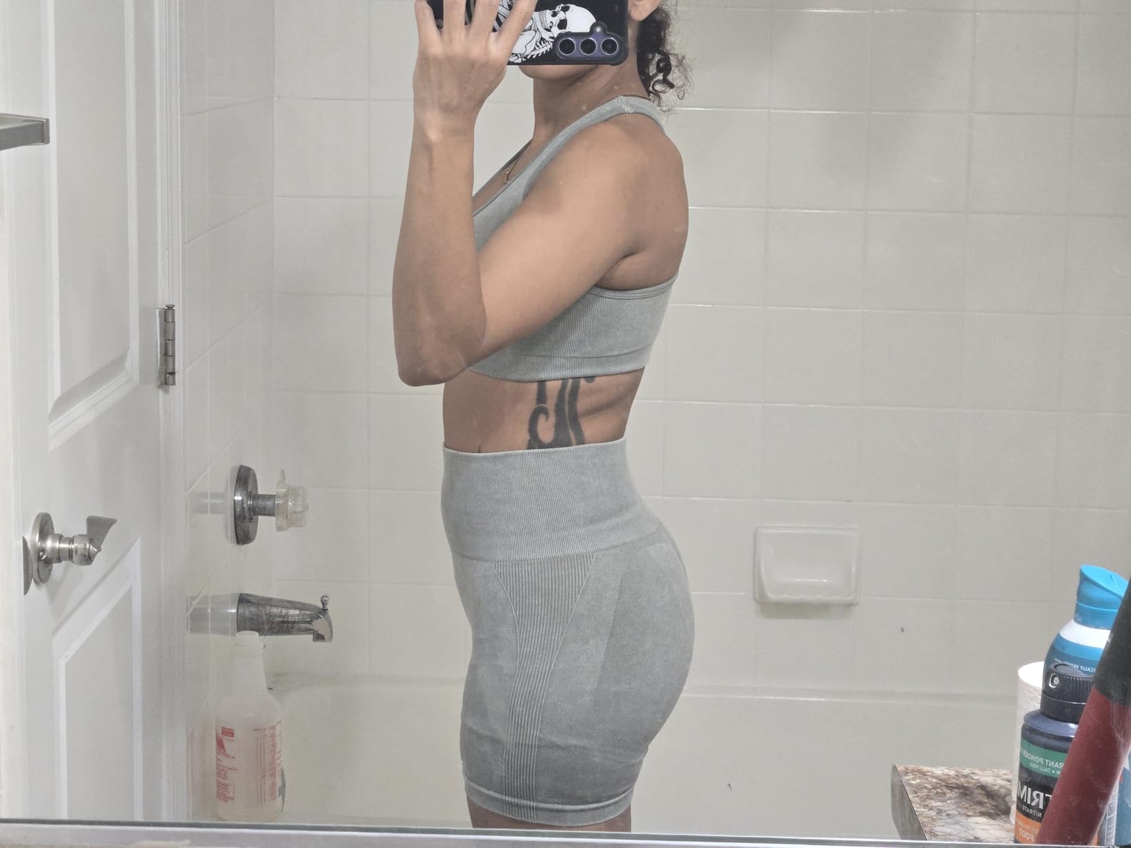 3 Piece Workout Sets for Women Butt Lifting Leggings with High Impact Sports Bra Gym Shorts customer photo 1