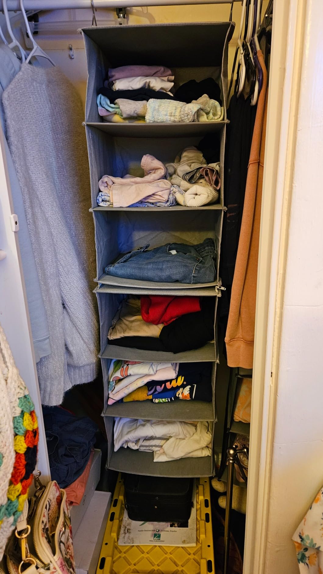 6-Shelf Hanging Closet Organizer with 3 Drawers, 2-in-1 Design, Beige customer photo 1