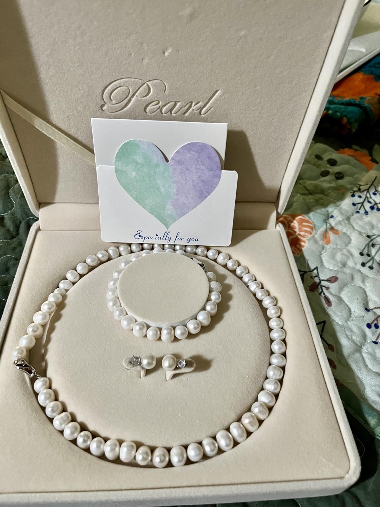 Freshwater Pearl Necklaces Set for Women Includes White Silver Pearl Bracelet and Pearl Diamond Stud Earrings Jewelry Set for Women Men Mother Wife Girlfriend Birthday Christmas Wedding Gifts customer photo 1