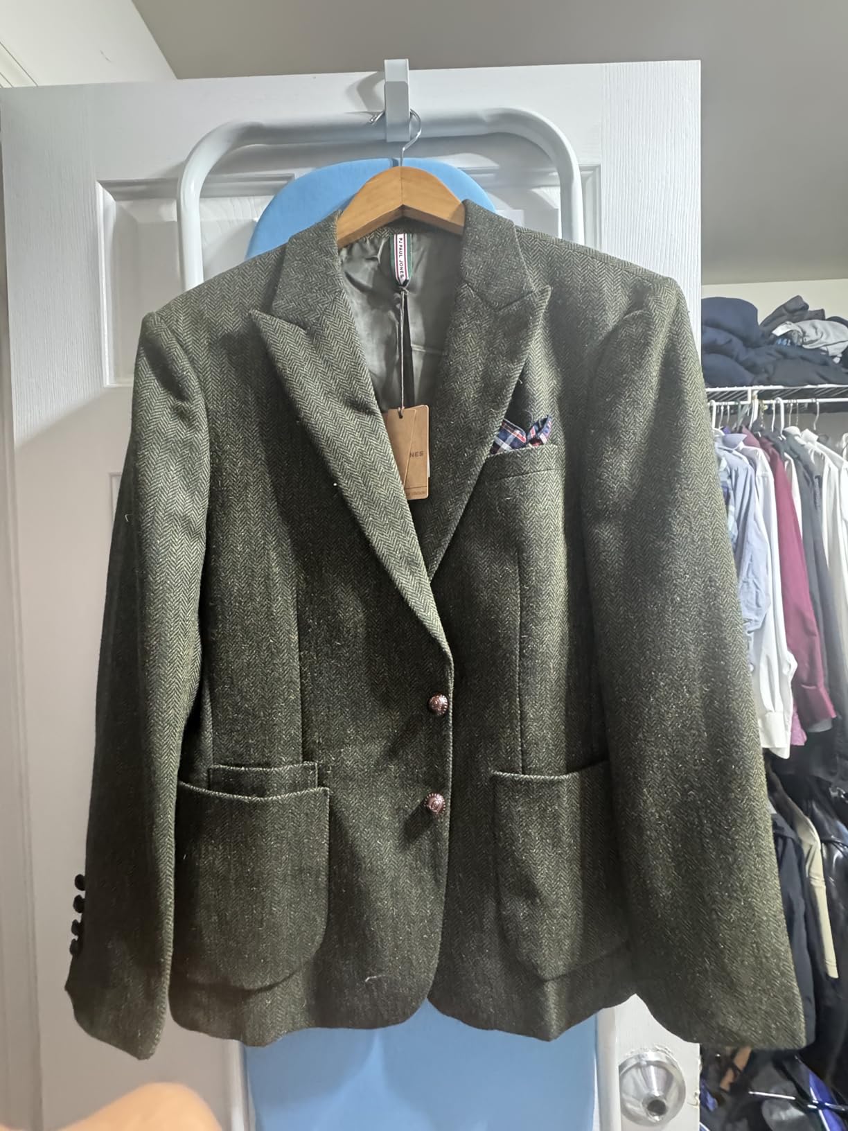 PJ PAUL JONES Mens Blazer Vintage Herringbone Tweed Wool Blend Sport Coat customer photo 1