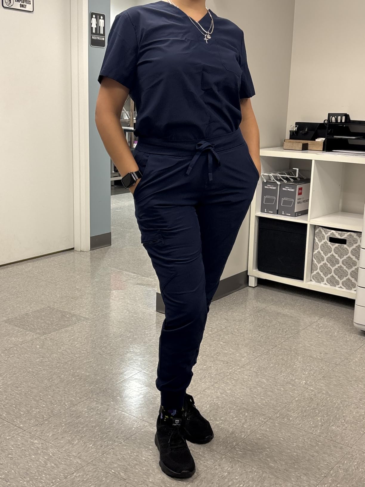 floralhue Scrubs for Women, V-Neck Top & Cargo Pants with 10 Pockets customer photo 1