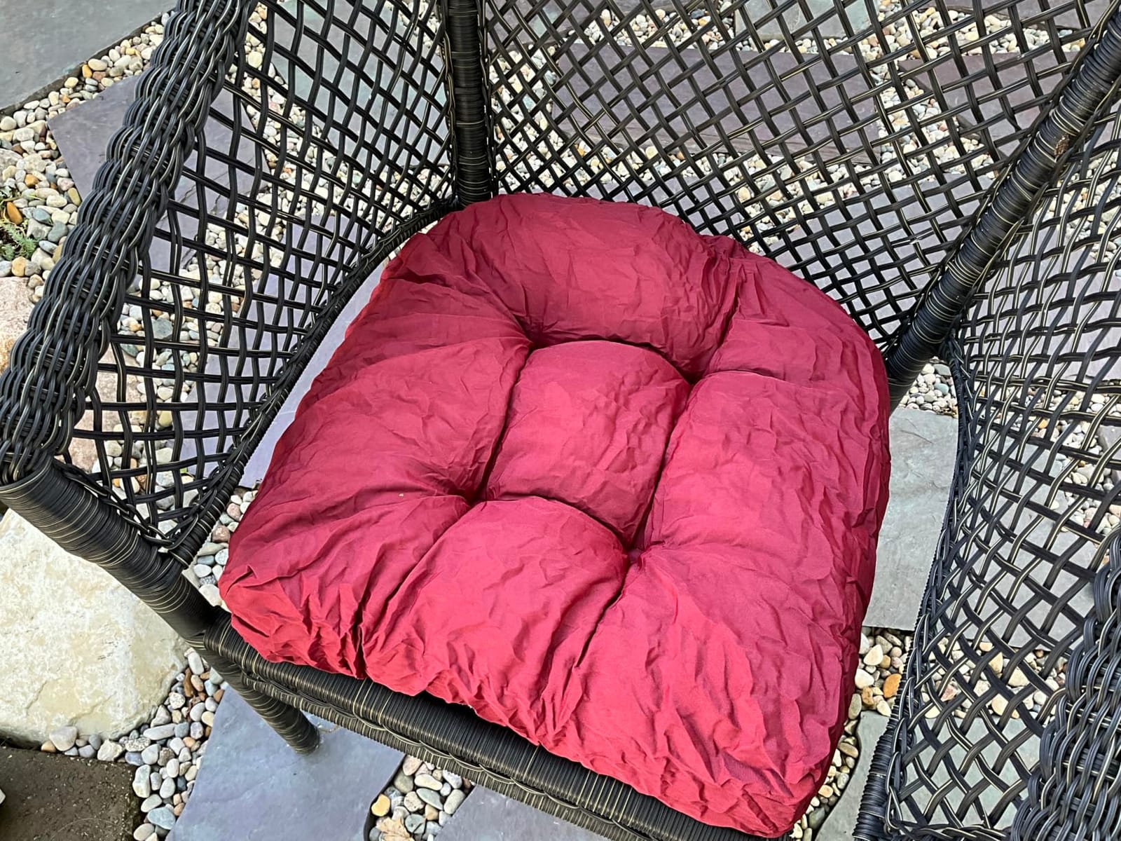 DANGHOOGY Wicker Chair Cushions, Waterproof 3Pcs Outdoor Cushion Set Black | Outdoor Loveseat Cushions for Patio Furniture, Tufted Patio Chair Cushions, 1 Loveseat and 2 U-Shaped Cushions customer photo 1