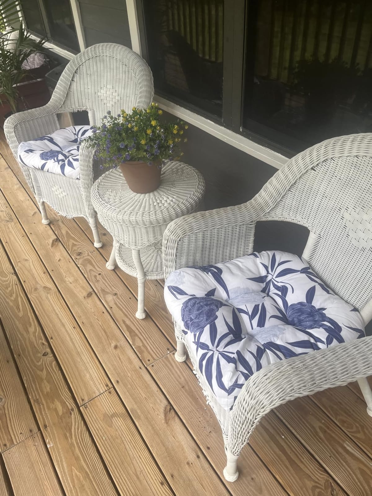 DANGHOOGY Wicker Chair Cushions, Waterproof 3Pcs Outdoor Cushion Set Black | Outdoor Loveseat Cushions for Patio Furniture, Tufted Patio Chair Cushions, 1 Loveseat and 2 U-Shaped Cushions customer photo 2