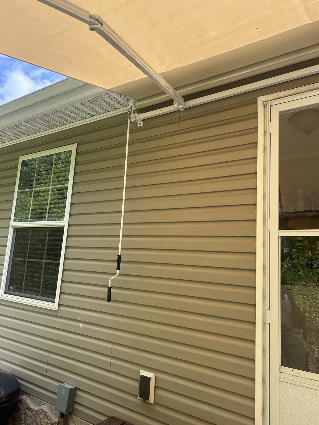 Yardenaler 12x10 FT Manual Retractable Outdoor Patio Awning, Window Sun Shade Shelter with Crank Handle & Canopy for Deck, Backyard, Garden, Balcony, Gray customer photo 2