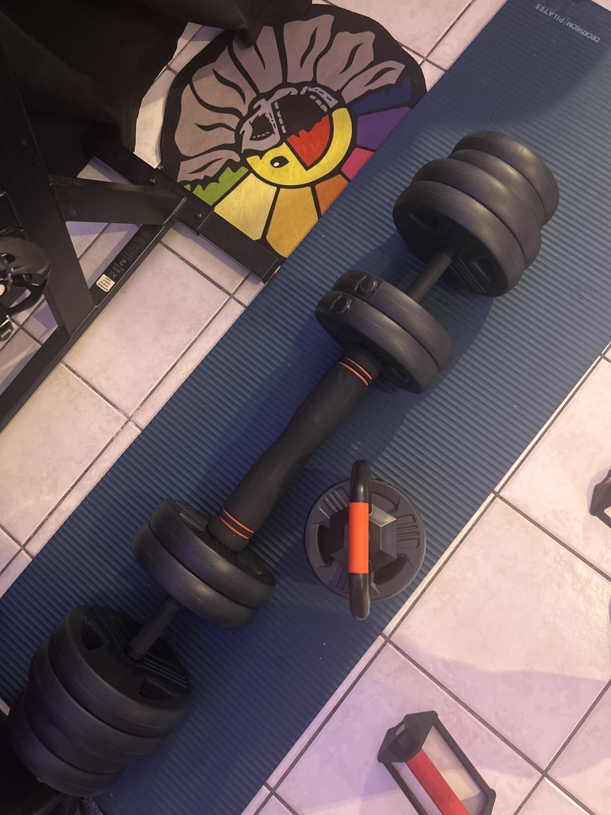 Adjustable dumbbell set, 20/35/45/55/70/90lbs Free Weights set with upgraded nut, 5 in 1 Weight Set Used as Kettlebells, Barbell, Push up Stand customer photo 1