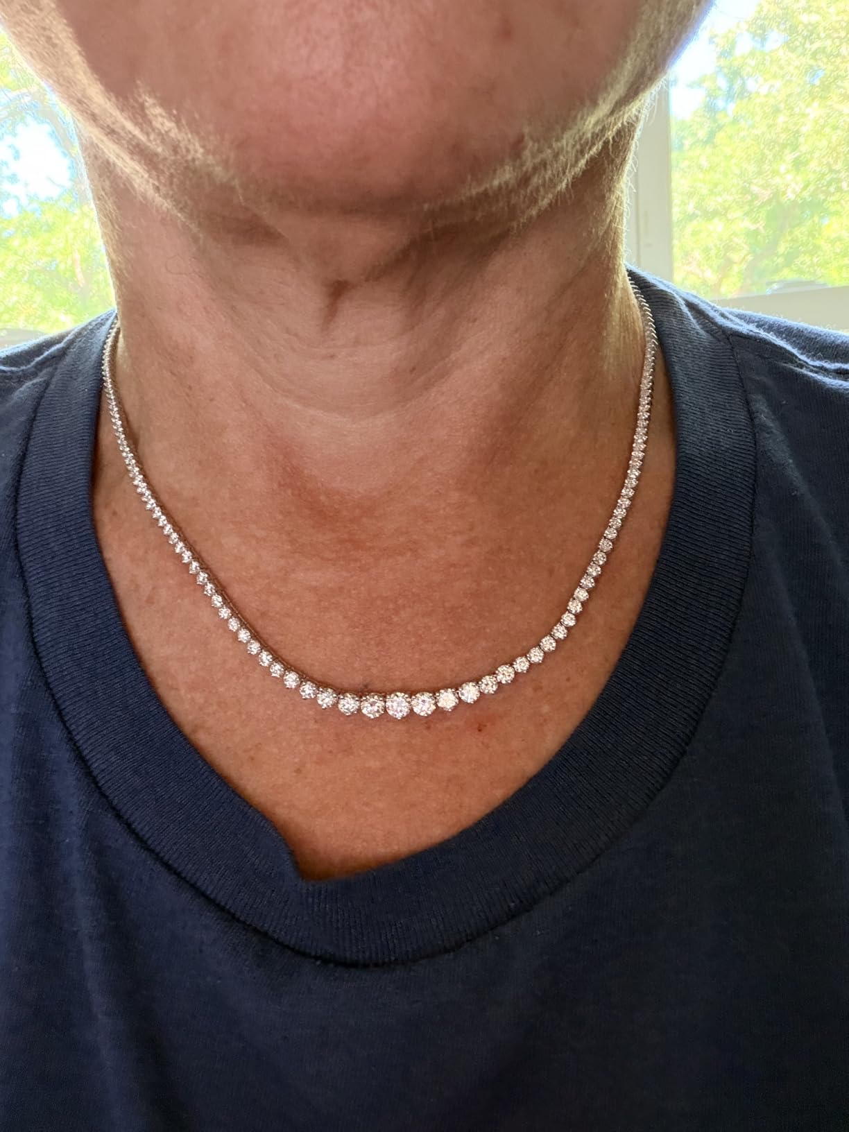 3-50 Carat LAB GROWN Graduating Diamond Tennis Riviera Necklace customer photo 1