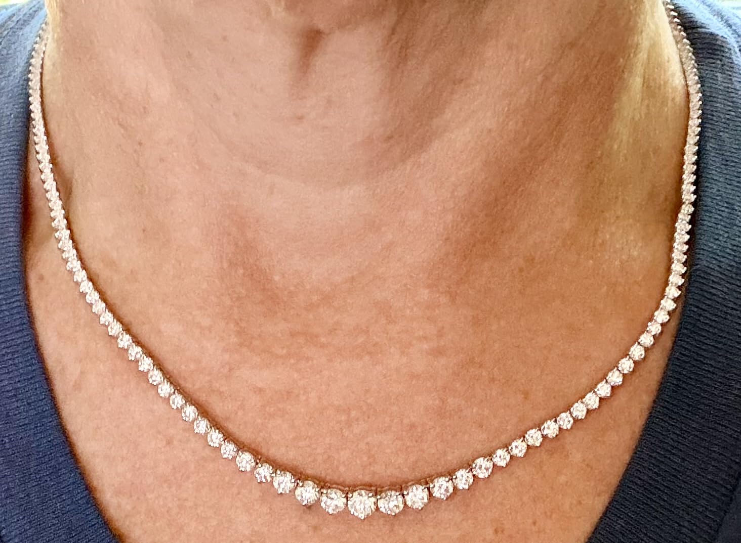 3-50 Carat LAB GROWN Graduating Diamond Tennis Riviera Necklace customer photo 2
